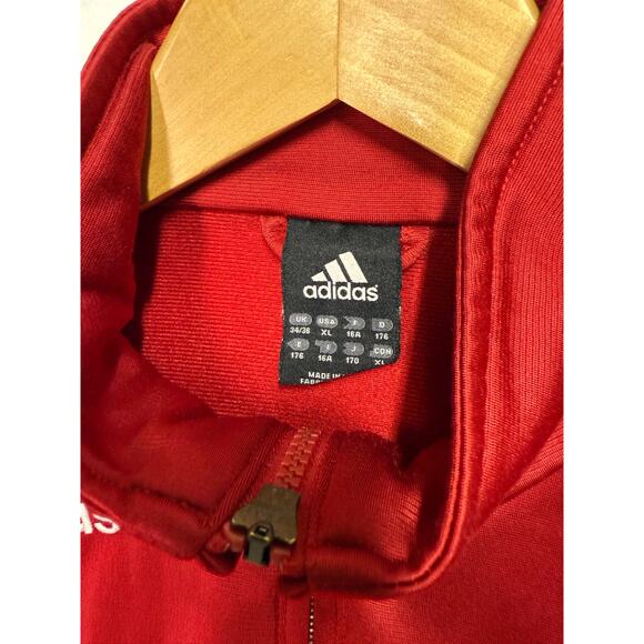 Adidas track Jacket Mens XL Black Red Track 3-Stripes full Zip runs small M-L - Picture 2 of 8